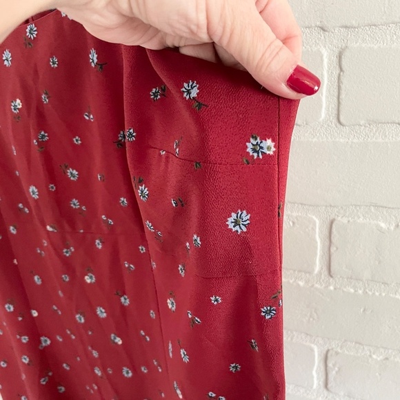 Vintage 90s Maxi dress Empire waist Sleeveless Floral Dark Red Burgundy Sz 13 - Picture 5 of 14